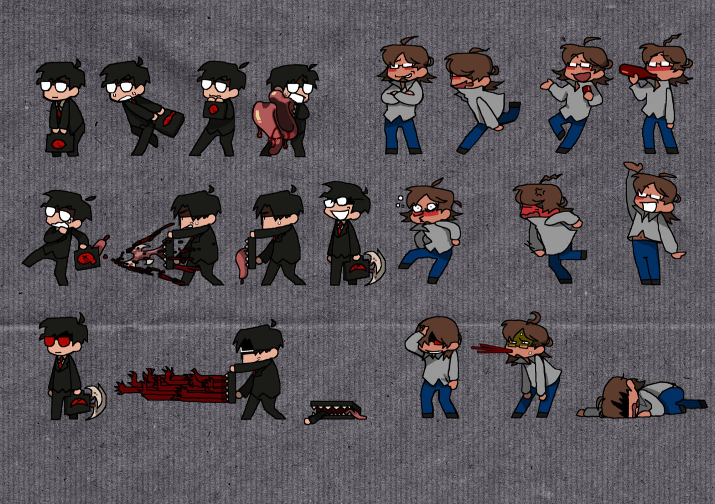 Battle sprites for 2 party members